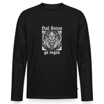 HAIL SEITAN - go vegan - Men's Premium Organic Long Sleeve Shirt - black - Front - Nico (187cm)