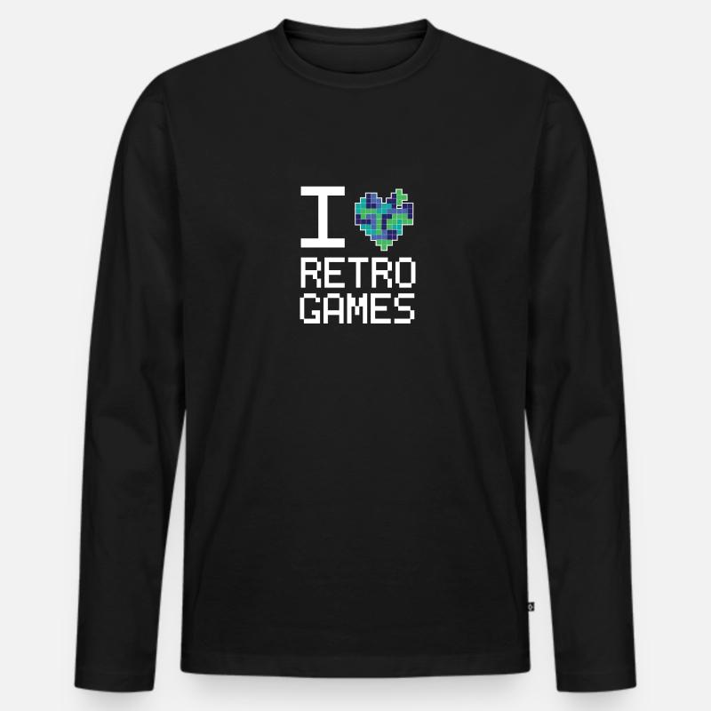 Retro Game Liebe - Männer Premium Bio Langarmshirt - Schwarz