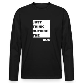 Think outside the box - Men's Premium Organic Long Sleeve Shirt - black - Front - Nico (187cm)