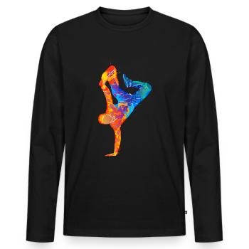 Break Dance Silhouette - Männer Premium Bio Langarmshirt - Schwarz - Vorne - Nico (187cm)