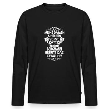 BERGMANN - Männer Premium Bio Langarmshirt - Schwarz - Vorne - Nico (187cm)