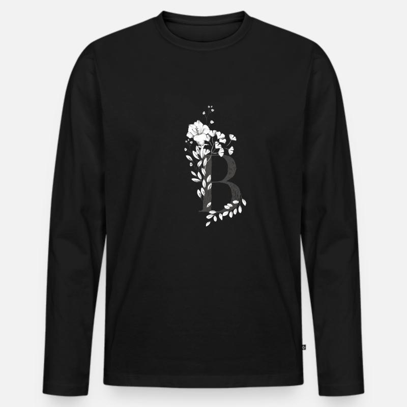 Buchstabe B - Männer Premium Bio Langarmshirt - Schwarz