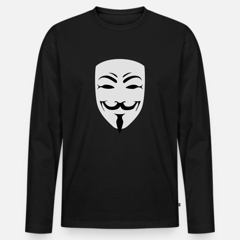 anonymous happy mask internet hack - Men's Premium Organic Long Sleeve Shirt - black