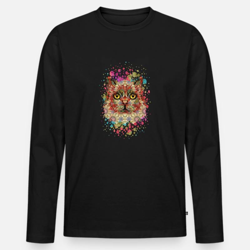 Katze - Männer Premium Bio Langarmshirt - Schwarz