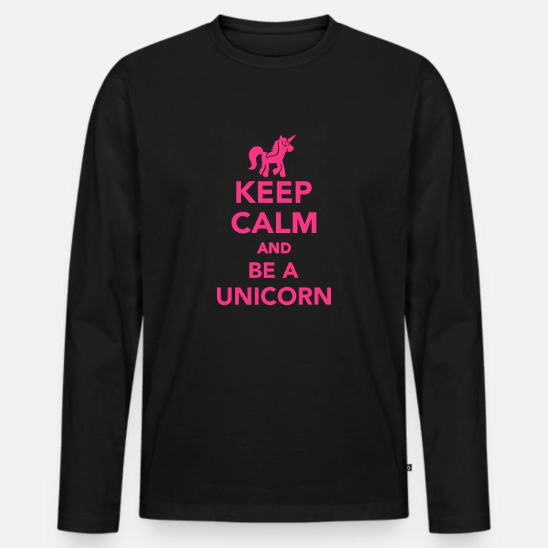 Einhorn - Männer Premium Bio Langarmshirt - Schwarz