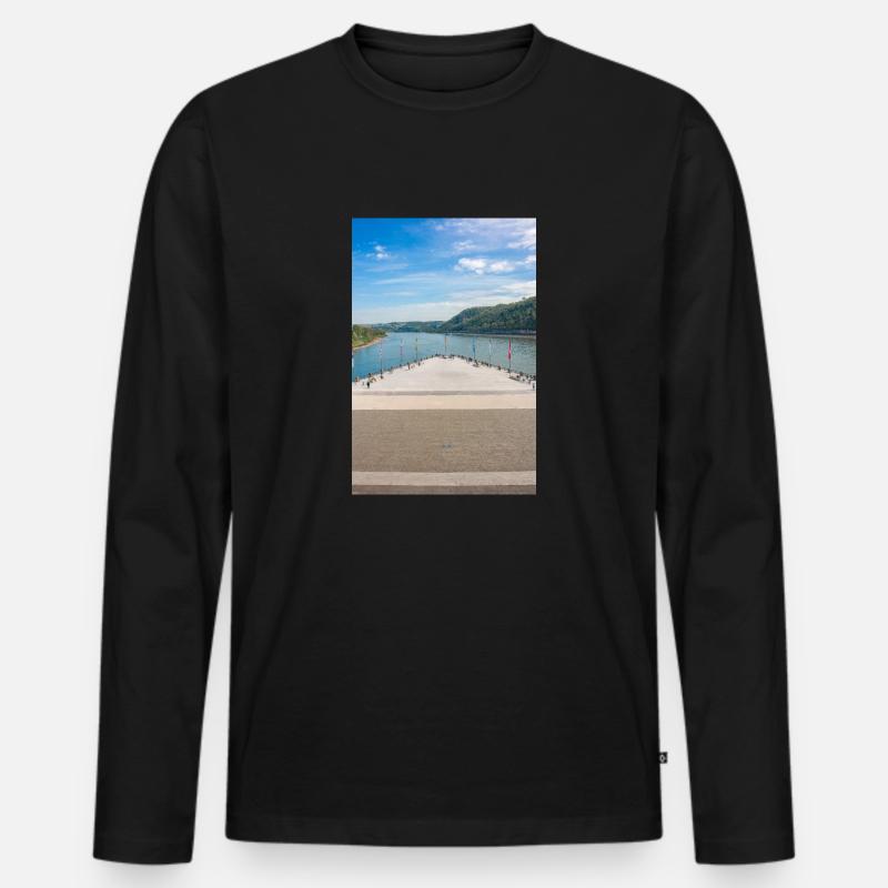 Deutsches Eck Koblenz Rhein & Mosel Poster - Männer Premium Bio Langarmshirt - Schwarz