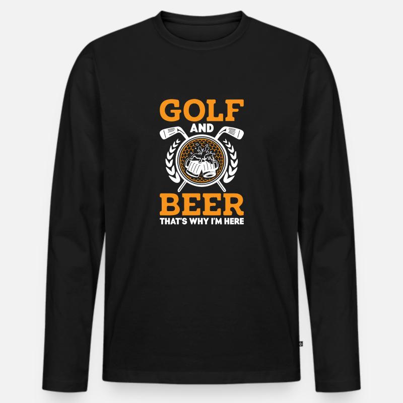 Golf and Beer - Männer Premium Bio Langarmshirt - Schwarz