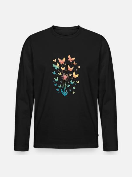 Schmetterlinge Aquarell - Männer Premium Bio Langarmshirt - Schwarz