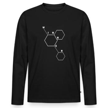 Molécule gagnante - T-shirt manches longues Premium bio Homme - noir - Devant - Nico (187cm)