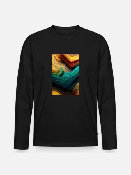 Abstract 3D Surface Background - Männer Premium Bio Langarmshirt - Schwarz