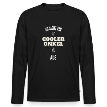 Nur so sieht ein cooler Onkel aus - Männer Premium Bio Langarmshirt - Schwarz - Vorne - Nico (187cm)