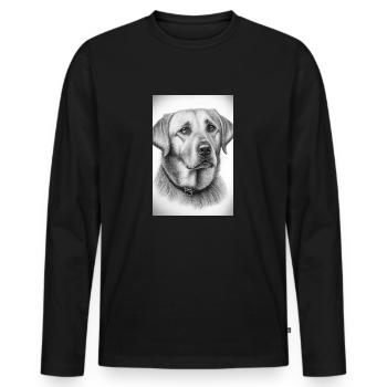 Labrador Dog Drawing - Men's Premium Organic Long Sleeve Shirt - black - Front - Nico (187cm)