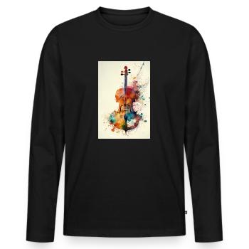 Geige Geigenbauer Instrument Violine Wasserfarben - Männer Premium Bio Langarmshirt - Schwarz - Vorne - Nico (187cm)