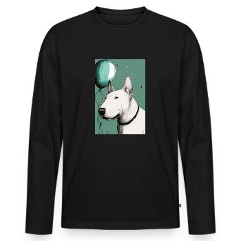 Bullterrier Hund Ballon - Männer Premium Bio Langarmshirt - Schwarz - Vorne - Nico (187cm)