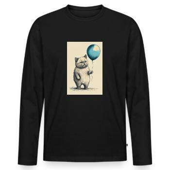 Katze Kätzchen Kater Tier Katzen Ballon - Männer Premium Bio Langarmshirt - Schwarz - Vorne - Nico (187cm)