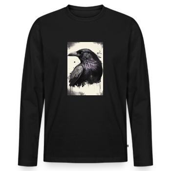 Raven Crow Bird Corbeaux Corbeaux Illustration - T-shirt manches longues Premium bio Homme - noir - Devant - Nico (187cm)