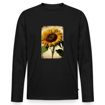 Fleur de tournesol Jardin de fleurs de tournesol - T-shirt manches longues Premium bio Homme - noir - Devant - Nico (187cm)