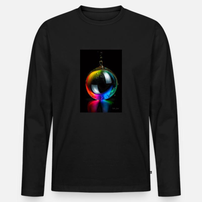 Tropfen regenbogen 5 - Männer Premium Bio Langarmshirt - Schwarz