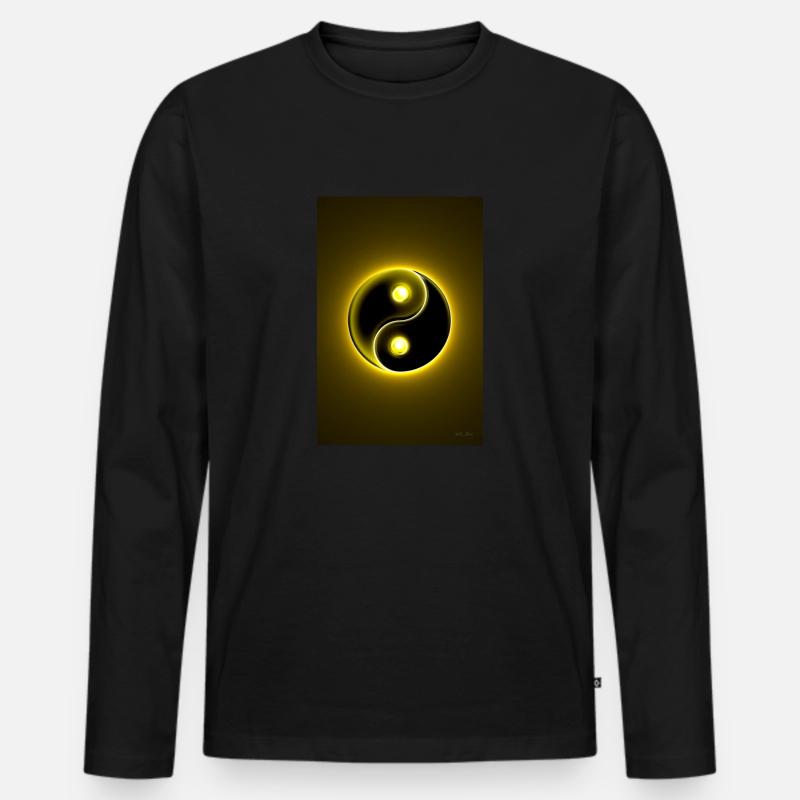 Yin Yang gelb 2 - Männer Premium Bio Langarmshirt - Schwarz