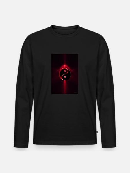 Yin Yang red 1 - Men's Premium Organic Long Sleeve Shirt - black