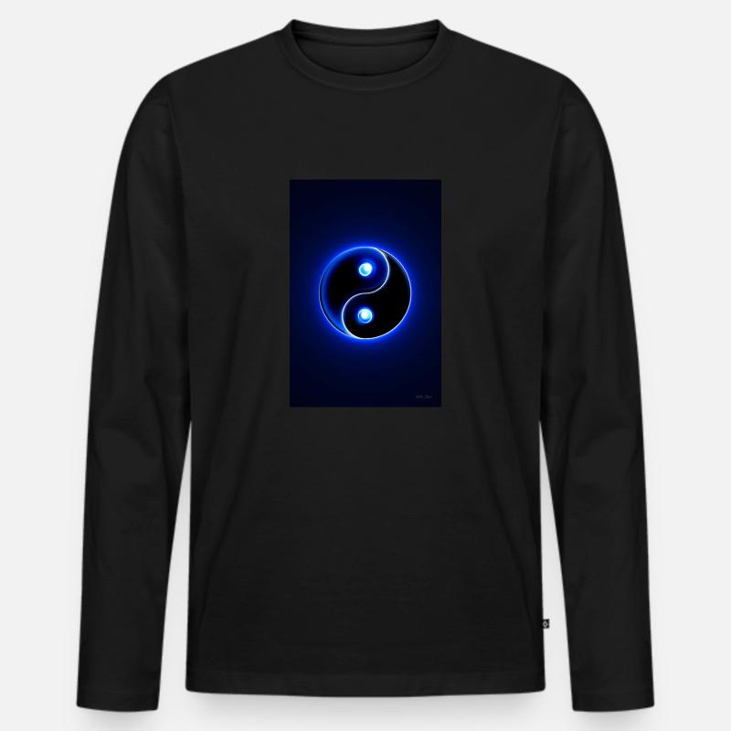 Yin Yang blau 2 - Männer Premium Bio Langarmshirt - Schwarz