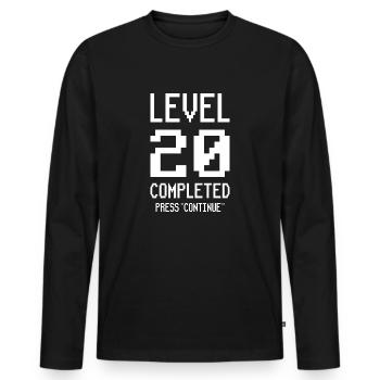 20e anniversaire Gamer 20 ans - T-shirt manches longues Premium bio Homme - noir - Devant - Nico (187cm)