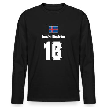 Island Trikot Nr.16 - Männer Premium Bio Langarmshirt - Schwarz - Vorne - Nico (187cm)