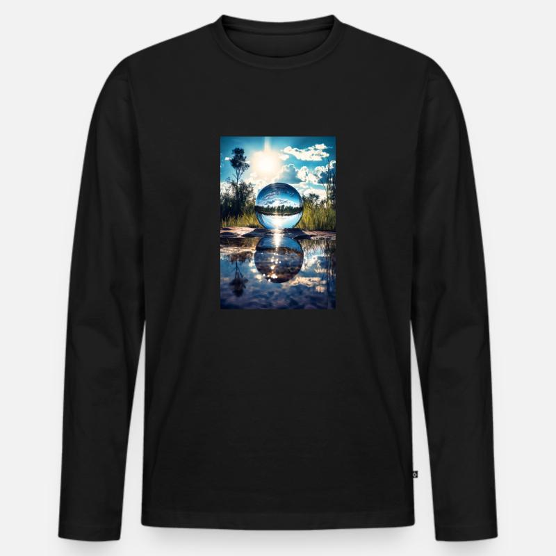 Spiegelbild - Männer Premium Bio Langarmshirt - Schwarz