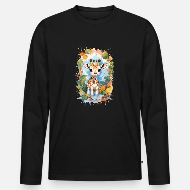 Giraffe - Männer Premium Bio Langarmshirt - Schwarz