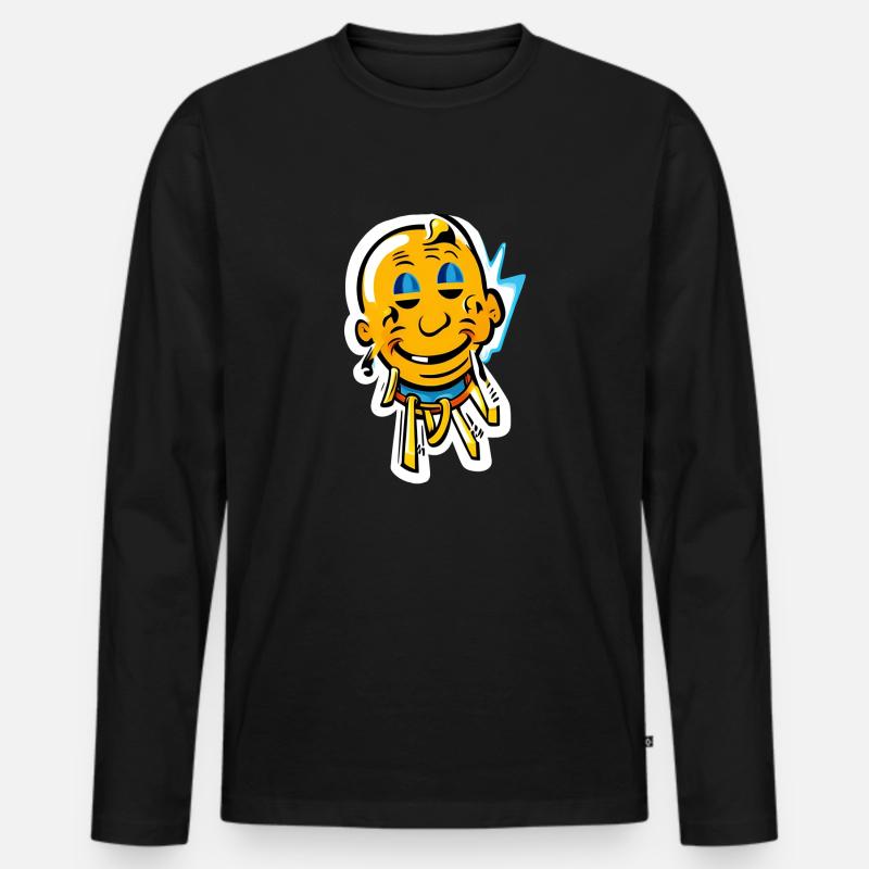 lächle Zombie - Männer Premium Bio Langarmshirt - Schwarz