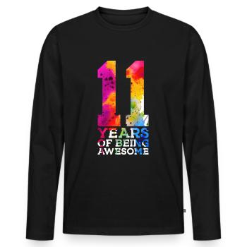 11 ANS D’ÊTRE GÉNIAL 11E ANNIVERSAIRE - T-shirt manches longues Premium bio Homme - noir - Devant - Nico (187cm)