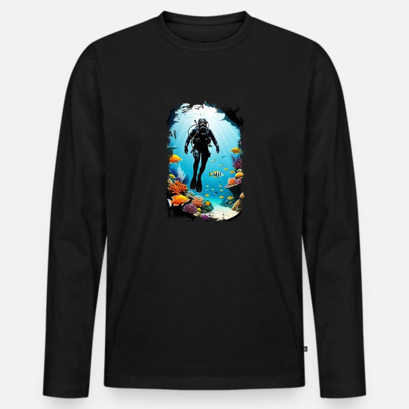 Tauchen - Männer Premium Bio Langarmshirt - Schwarz