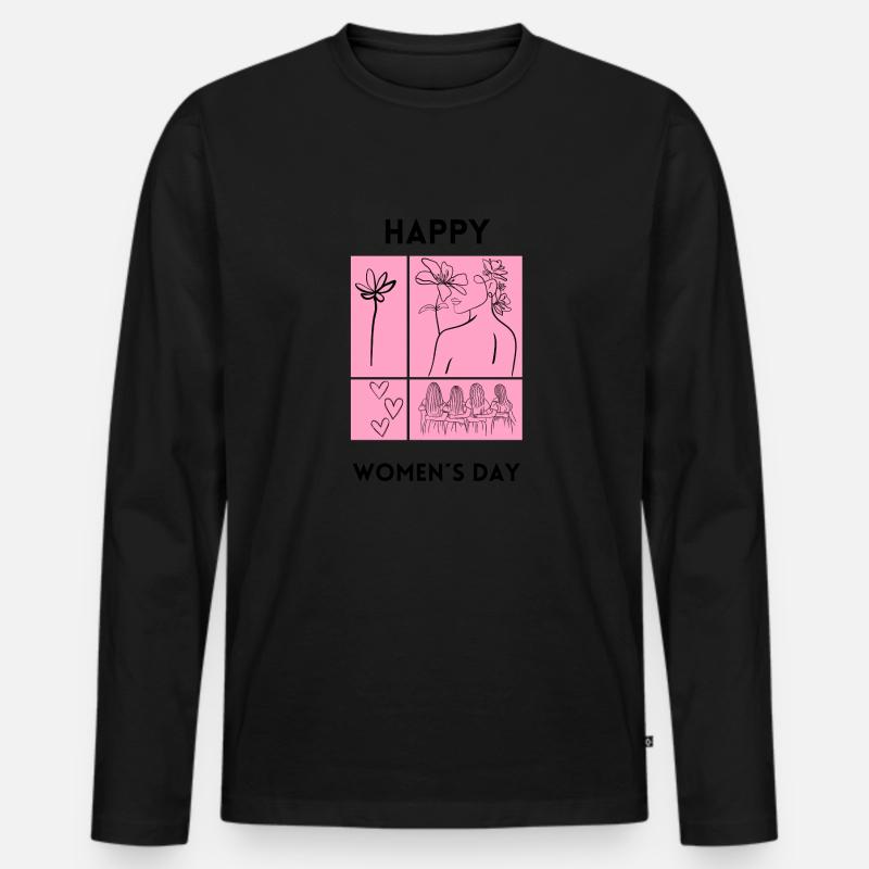 Frauentag Weltfrauentag - Männer Premium Bio Langarmshirt - Schwarz