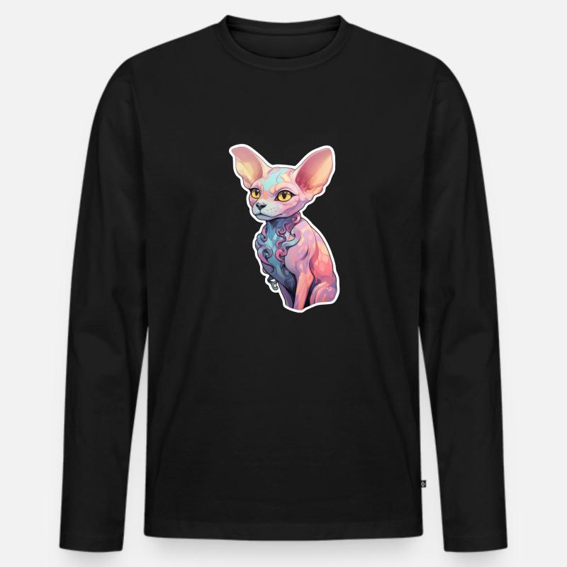 Sphinx-Katze - Männer Premium Bio Langarmshirt - Schwarz