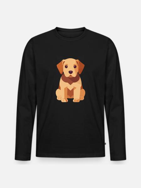 Chiot Labrador Chien mignon - T-shirt manches longues Premium bio Homme - noir