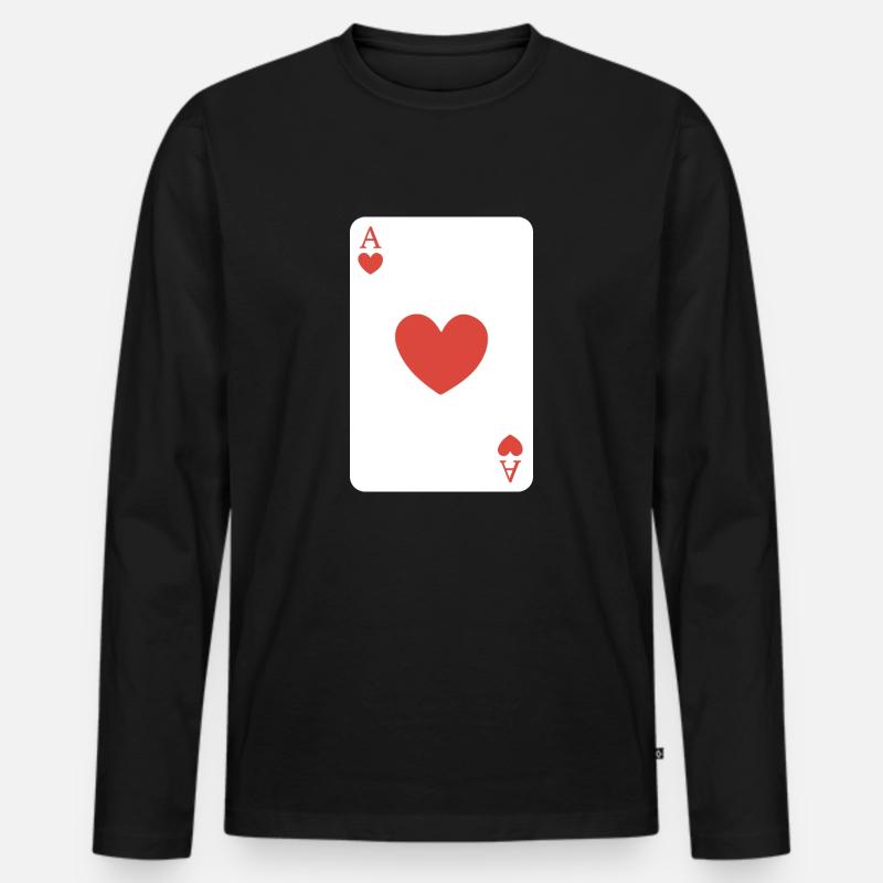 Herz-Ass - Männer Premium Bio Langarmshirt - Schwarz