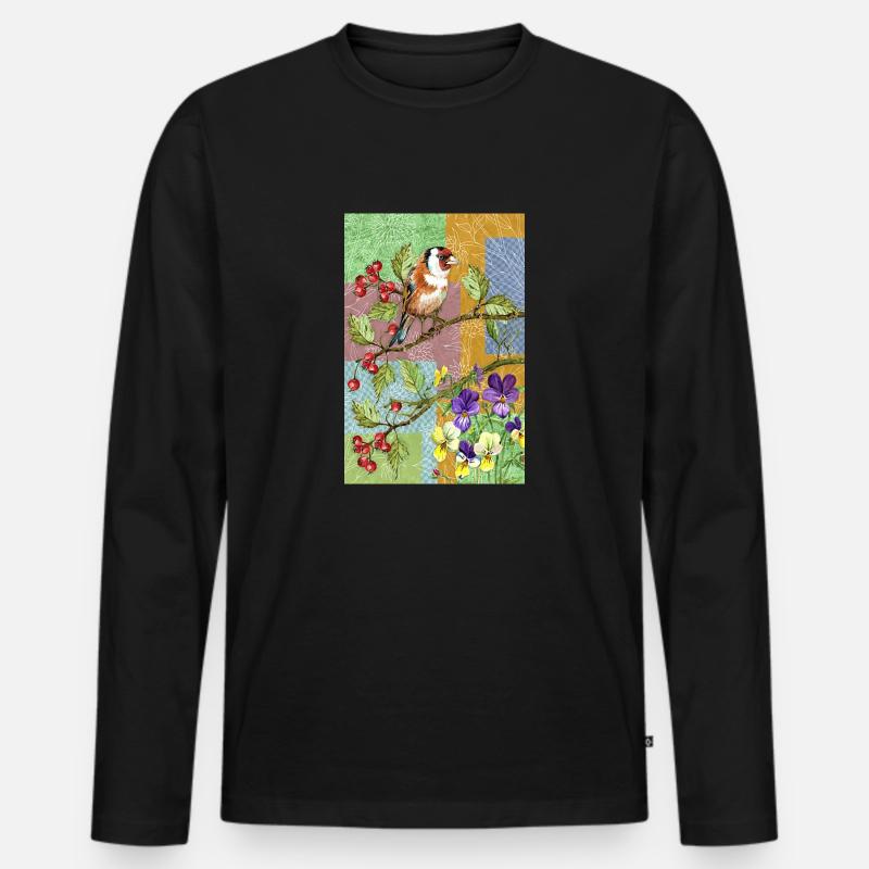 Bunter Vogel - Männer Premium Bio Langarmshirt - Schwarz