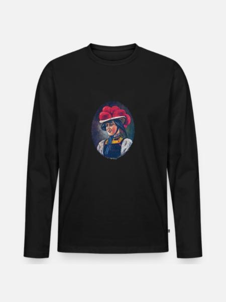 Schwarzwald Maidle mit Bollenhut - Männer Premium Bio Langarmshirt - Schwarz