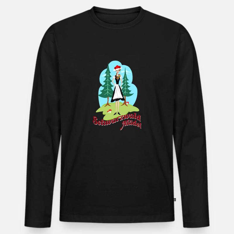 Schwarzwaldmädel Retro - Männer Premium Bio Langarmshirt - Schwarz