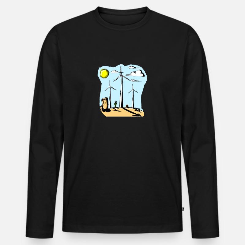 windräder - Männer Premium Bio Langarmshirt - Schwarz