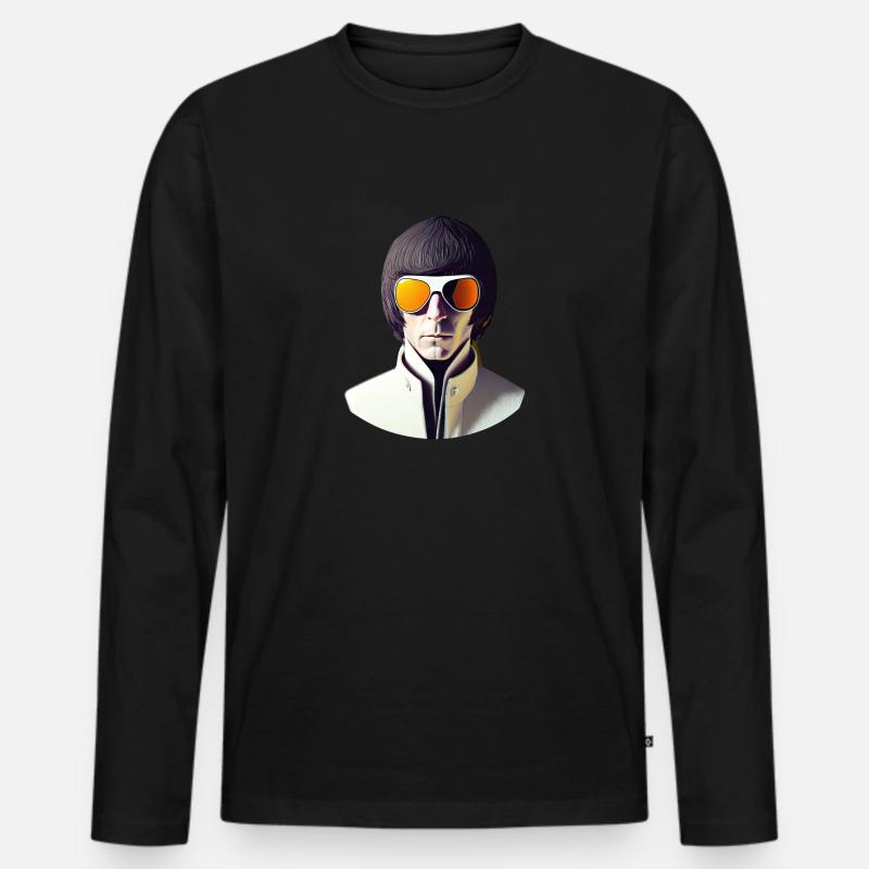 Retro Flash No40 - Männer Premium Bio Langarmshirt - Schwarz