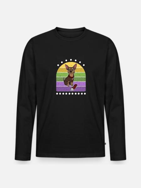 Sneaker Chihuahua Retro Dog - Men's Premium Organic Long Sleeve Shirt - black