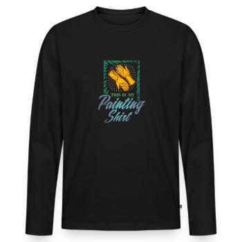 C’est ma chemise de peinture Décorer Casting Peinture - T-shirt manches longues Premium bio Homme - noir - Devant - Nico (187cm)