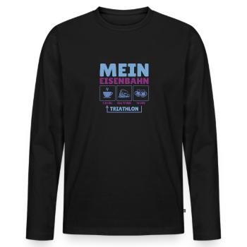 My Railway Triathlon Railway Locomotive - T-shirt manches longues Premium bio Homme - noir - Devant - Nico (187cm)