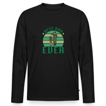 Meilleur papa de tous les temps Père Père Fête des Pères Soldat militaire - T-shirt manches longues Premium bio Homme - noir - Devant - Nico (187cm)