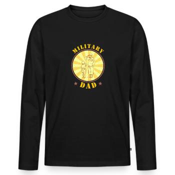 Papa Papa Fête des pères Soldat militaire - T-shirt manches longues Premium bio Homme - noir - Devant - Nico (187cm)