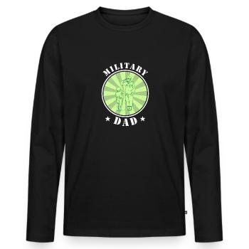 Papa Papa Fête des pères Soldat militaire - T-shirt manches longues Premium bio Homme - noir - Devant - Nico (187cm)