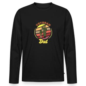 Veteran Dad Papa Vater Kinder Militär Soldaten - Männer Premium Bio Langarmshirt - Schwarz - Vorne - Nico (187cm)