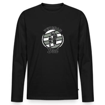 Veteran Dad Papa Vater Kinder Militär Soldaten - Männer Premium Bio Langarmshirt - Schwarz - Vorne - Nico (187cm)