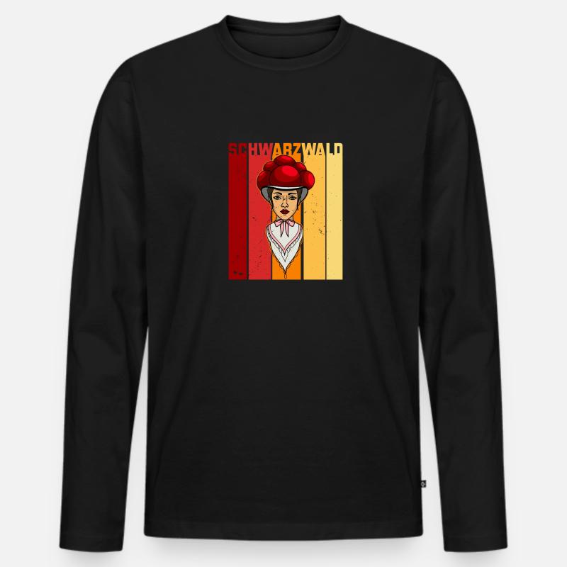 Schwarzwaldmädel Schwarzwald Deutsch Retro - Männer Premium Bio Langarmshirt - Schwarz